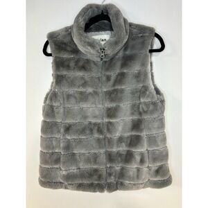 Dylan Gray Faux Fur Quilted Zip Up Vest Women's Size L